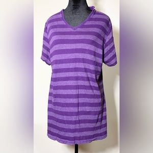 Cotton Regular Fit Striped Round Neck T-shirt Purple and Black 2 Pc